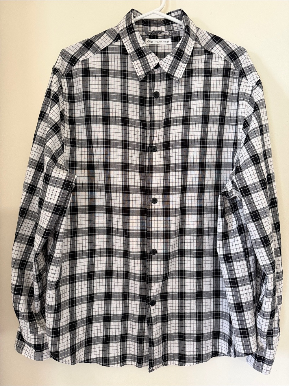Zara Men Black & White Plaid Button-Down Shirt,
SIZE XL, 100% COTTON